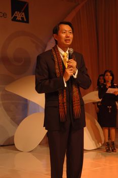 jakarta, indonesia-september 21, 2010: AXA Indonesia country CEO-Randy Lianggara giving his speech in AXA spirit day at mulia hotel senayan, jakarta-indonesia.