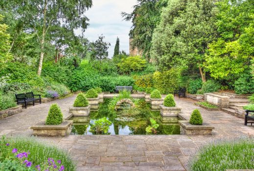 Idyllic Imola Garden in Colchester in spring, Essex, England, United Kingdom.