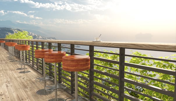 Sea Views and seats vacation concept background