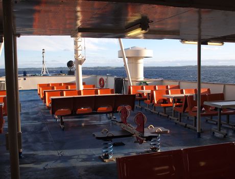 On board a ferry boat crossing the big ocean