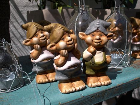Funny classical vintage  garden gnome dwarf  on display
