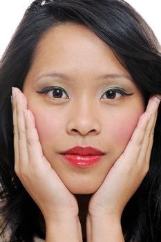 Asian girls face closeup beauty portrait