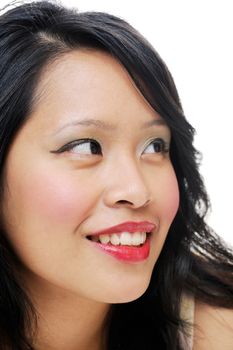 Asian ladys portrait closeup wearing makeup