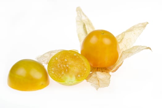 Cape gooseberry, physalis on white background.
