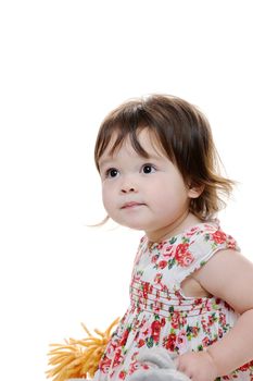 Two year old toddler girl looking attentive