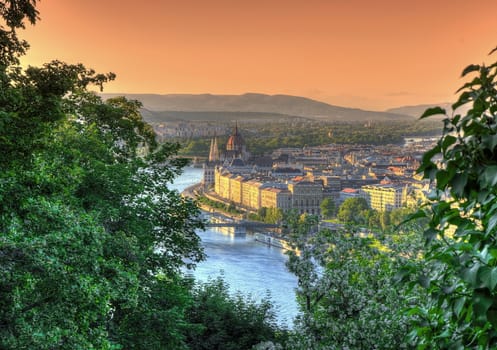 Budapest scene at dusk