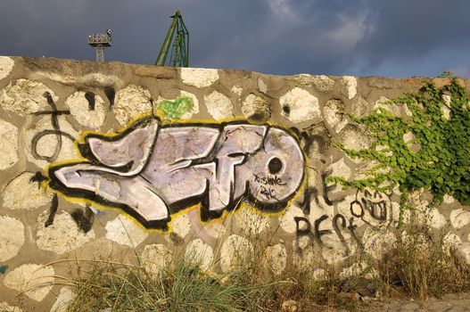 Young artists have decorated the walls and breakwaters in Varna port on the Black Sea