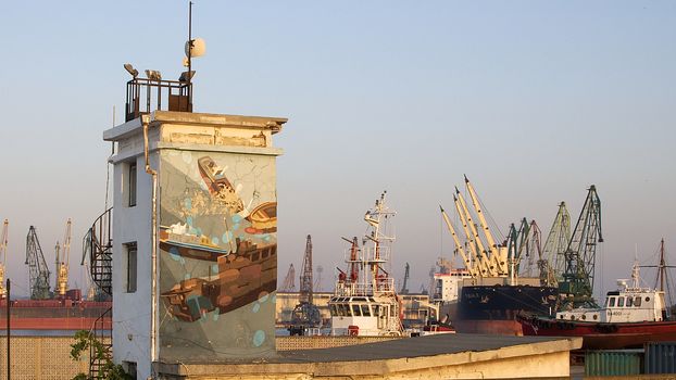 Young artists have decorated the walls and breakwaters in Varna port on the Black Sea