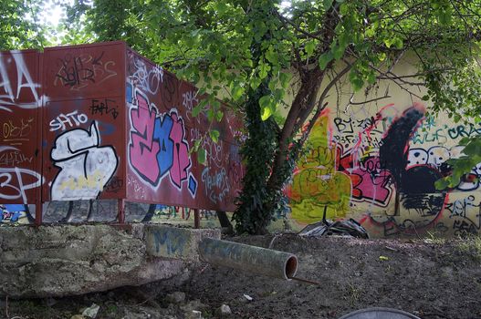 Young artists have decorated the walls of the old concrete building in Varna on the Black Sea