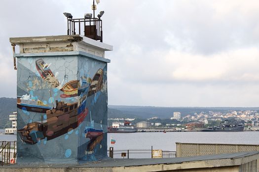 Young artists have decorated the walls and breakwaters in Varna port on the Black Sea