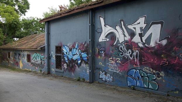 Young artists have decorated the walls of the old concrete building in Varna on the Black Sea
