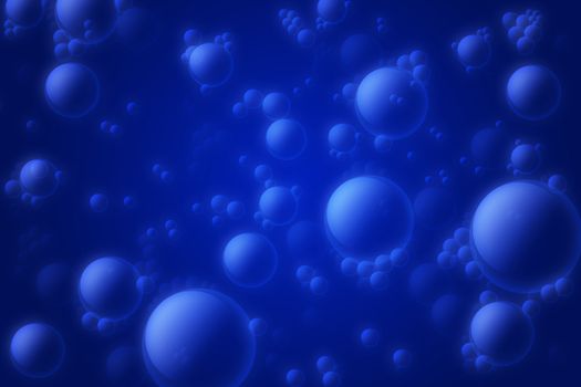 Bubbles under blue water abstract background.