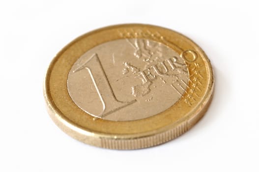 coin of one euro isolated closeup
