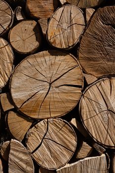 vertical pile of logs in a small village called Lois in the north of the povince of Leon in Spain