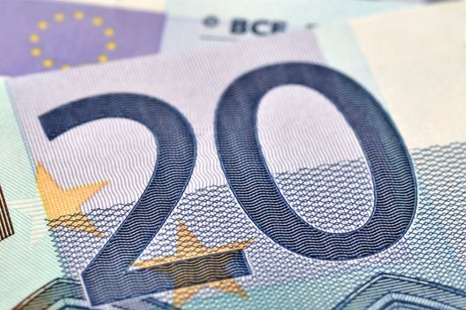 european money - 20 euros closeup