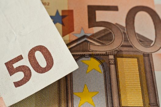 european money - 50 euros closeup