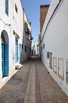 tunisia narrow street of the old town at noon