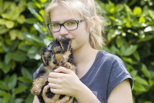 young girl and her dog