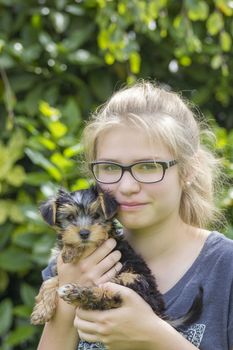 young girl and her dog