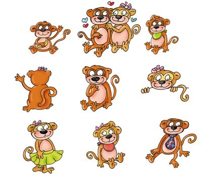 famiglia di scimmie amiche.mascotte