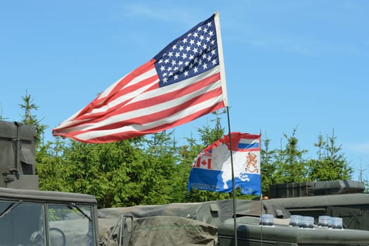 American flag on vehicle