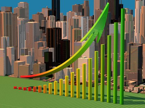 Abstract Design of business financial graphic scale with buildings