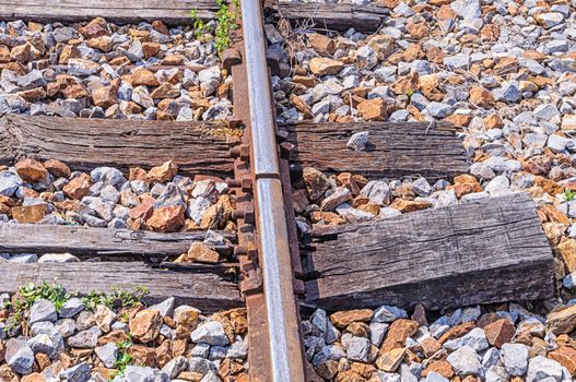 Old wooden railway sleepers decayed.