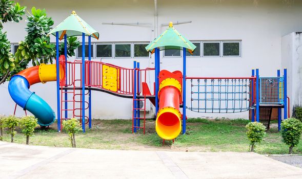 Colorful playground equipment on the playground