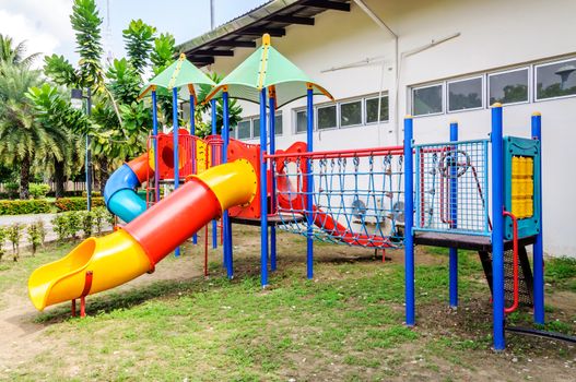 Colorful playground equipment on the playground