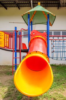 Colorful playground equipment on the playground