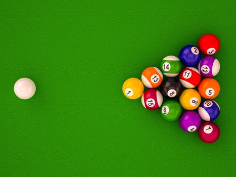 billiard  balls with numbers on a white background