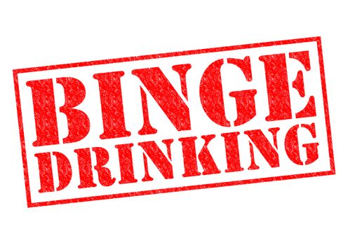 BINGE DRINKING red Rubber Stamp over a white background.