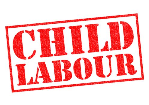 CHILD LABOUR red Rubber Stamp over a white background.