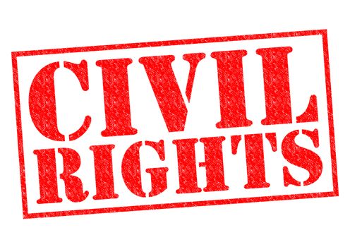 CIVIL RIGHTS red Rubber Stamp over a white background.