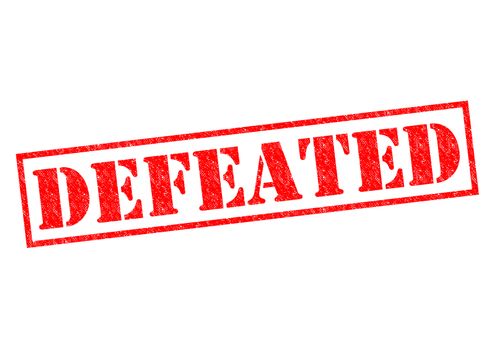 DEFEATED red Rubber Stamp over a white background.