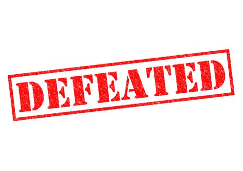 DEFEATED red Rubber Stamp over a white background.