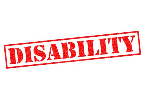 DISABILITY red Rubber Stamp over a white background.