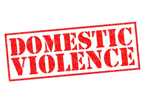 DOMESTIC VIOLENCE red Rubber Stamp over a white background.
