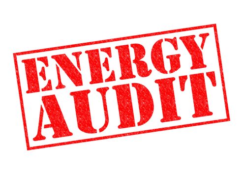 ENERGY AUDIT red Rubber Stamp over a white background.