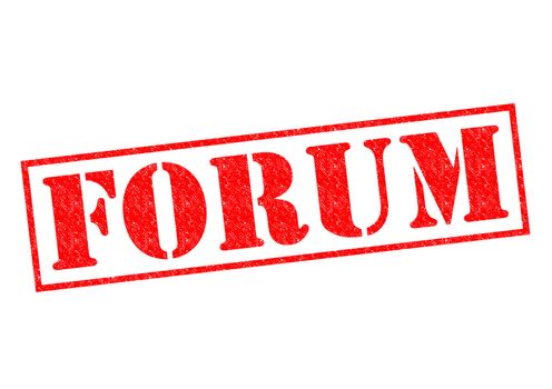 FORUM red Rubber Stamp over a white background.