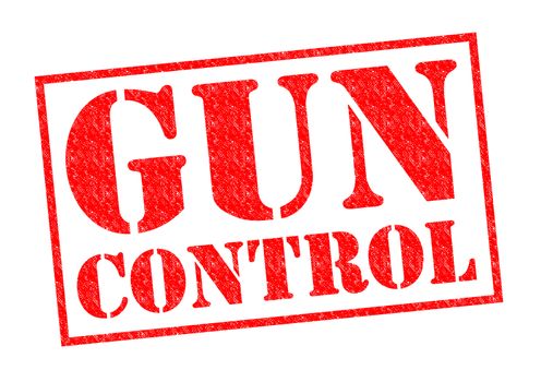 GUN CONTROL red Rubber Stamp over a white background.