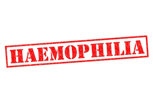 HAEMOPHILIA red Rubber Stamp over a white background.