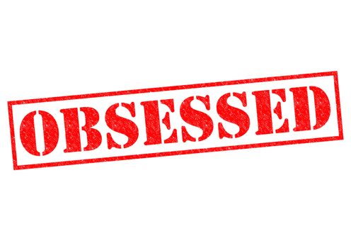 OBSESSED red Rubber Stamp over a white background.