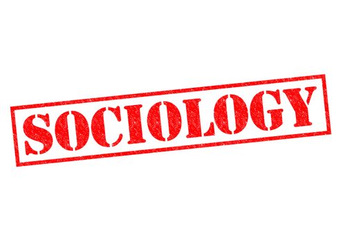 SOCIOLOGY red Rubber Stamp over a white background.