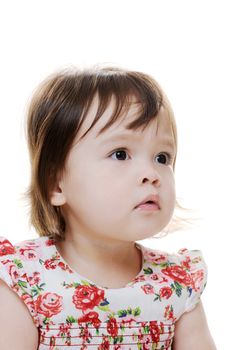 Portrait of a young female child looking perplexed