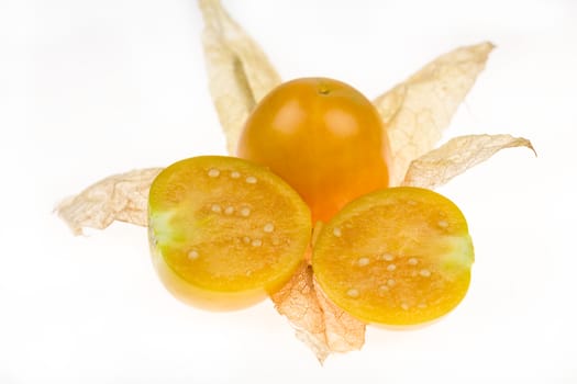 Cape gooseberry, physalis on white background.