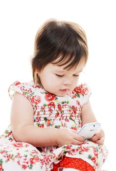 Young female girl texting on mobile phone