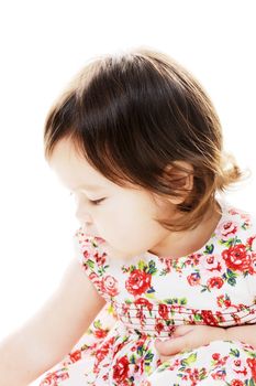 Young girl closeup portrait profile cute