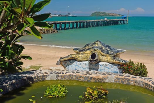 funny Turtle statue in Chonburi province, Thailand.