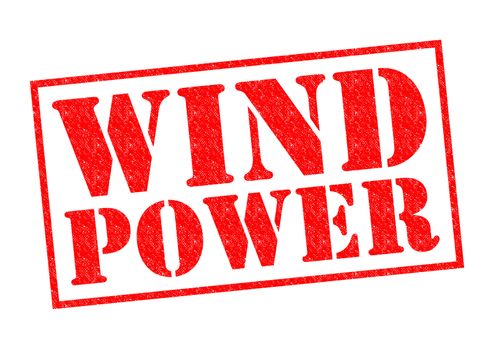 WIND POWER red Rubber Stamp over a white background.
